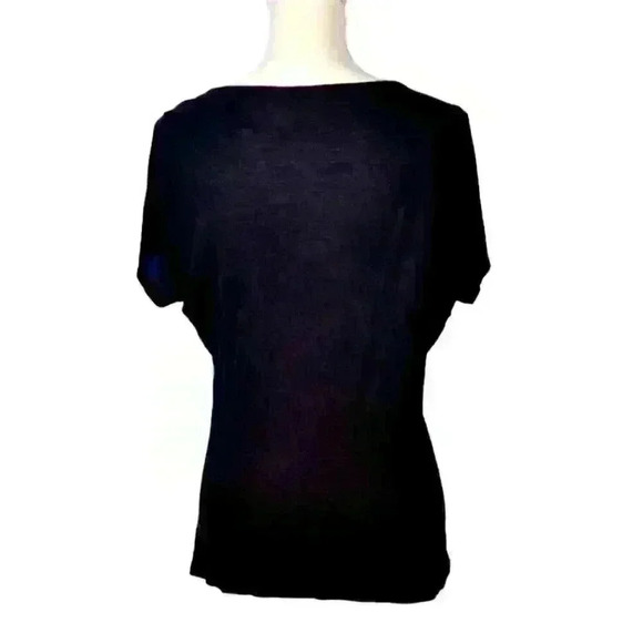TAHARI Tee ASSYMETRICAL Neck BLACK Top Jersey Shirt Lightweight STRETCH size M - Picture 6 of 6